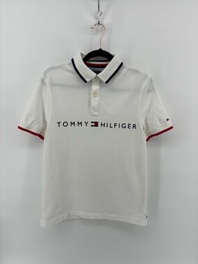 Tommy Hilfiger White Polo with Navy & Red Accent